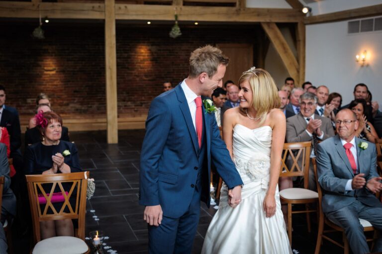 just married at barn wedding