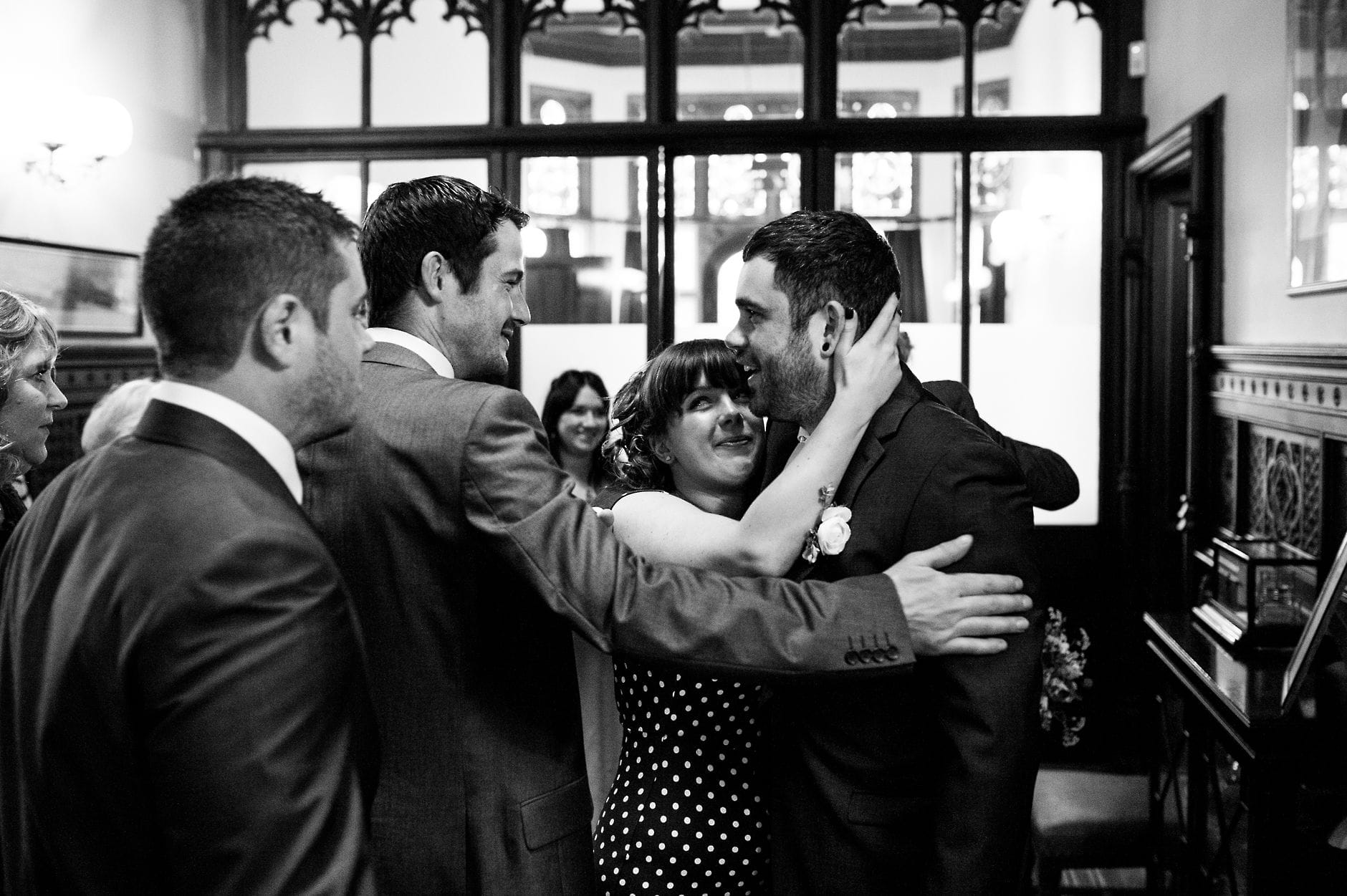hugs after wedding ceremony