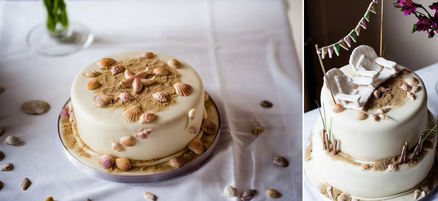 beach wedding cake details