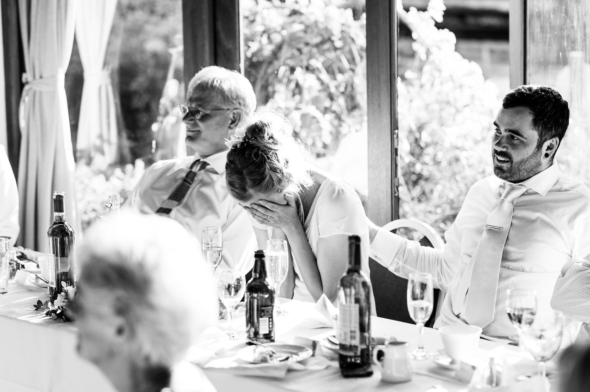 emotional bride during speeches