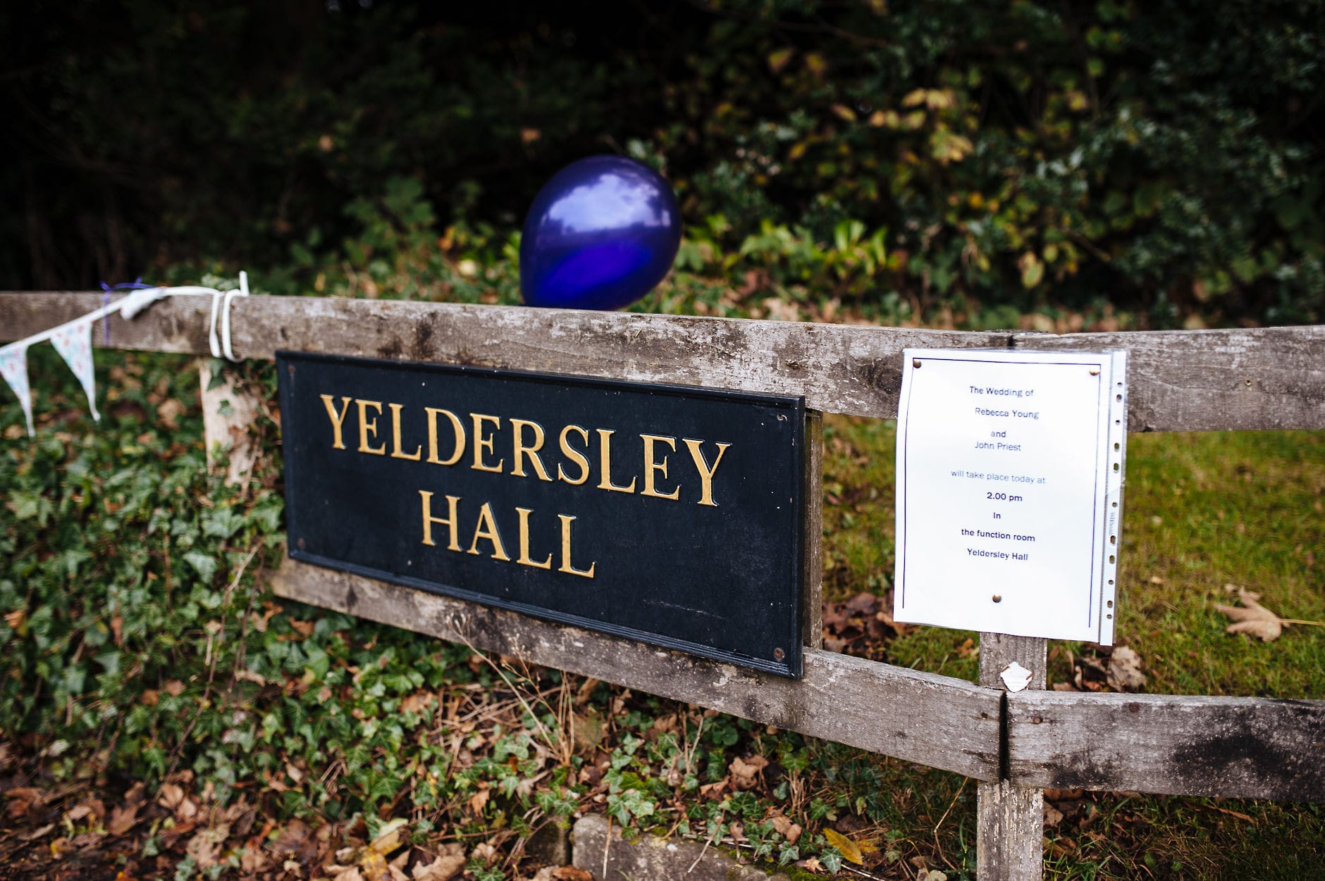 yeldersley hall wedding venue sign