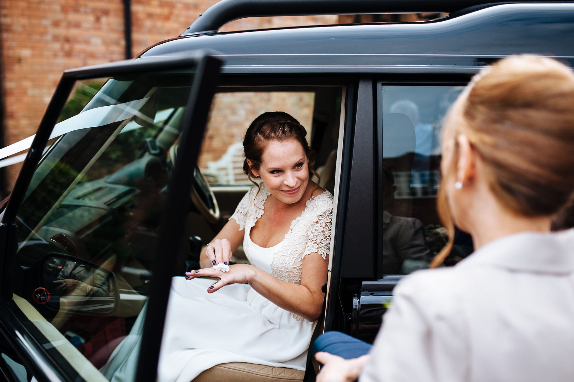 Bride arriving at yeldersley hall
