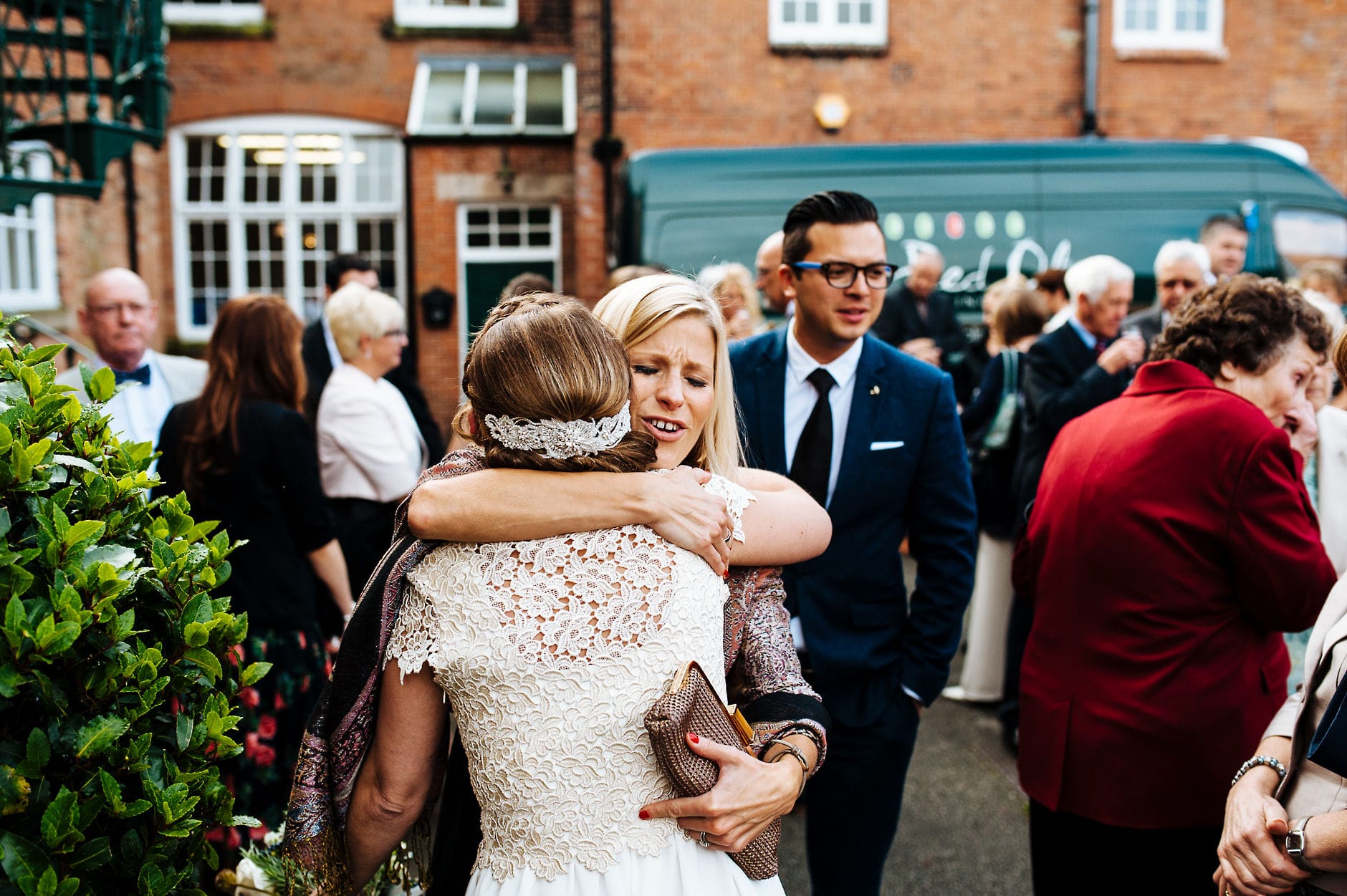Wedding hugs from a friend