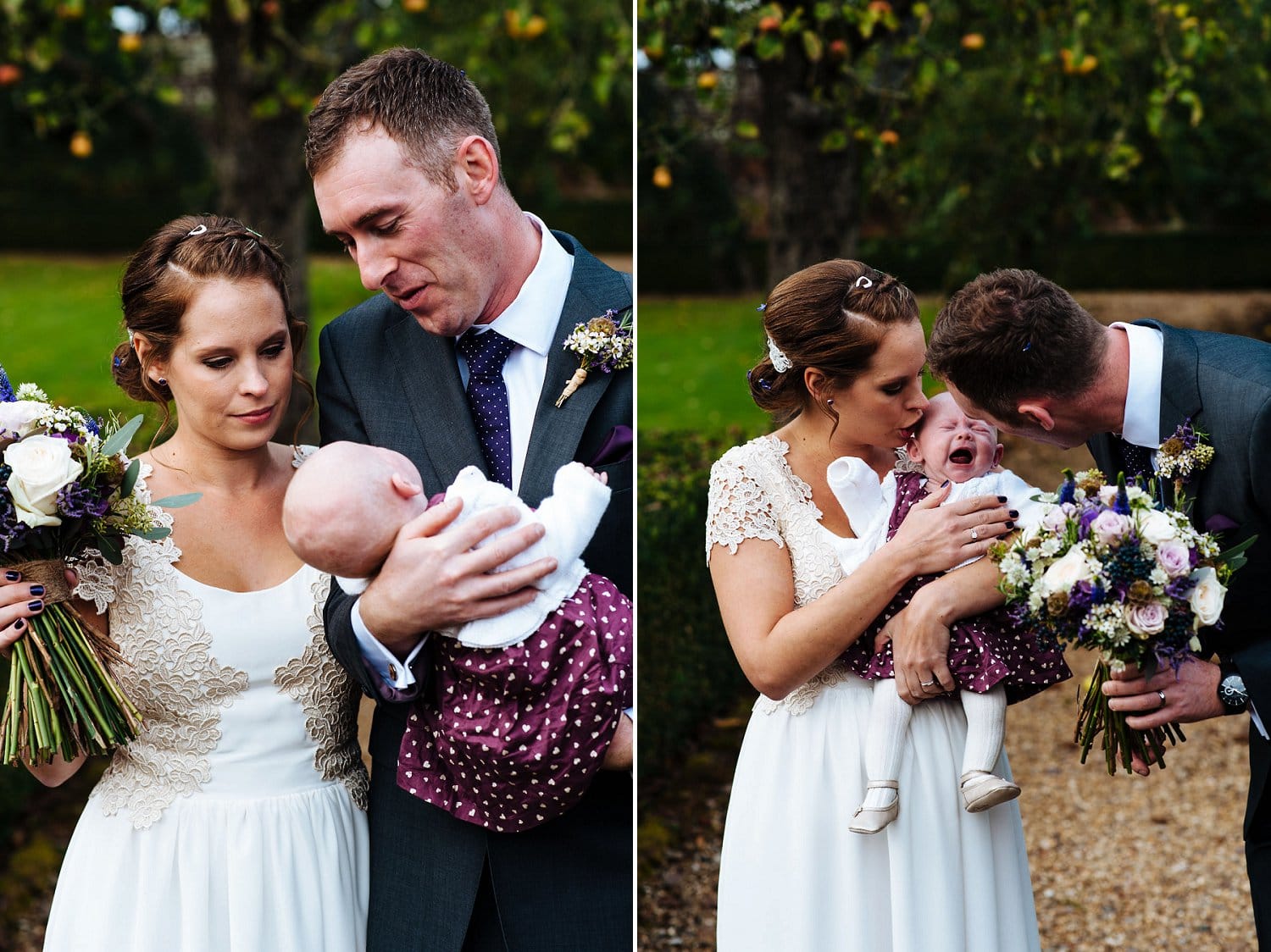 Bride and groom with their baby