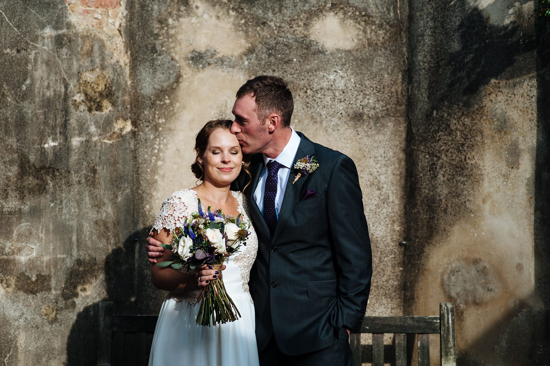 Bride and groom portrait at yeldersley hall in derbyshire