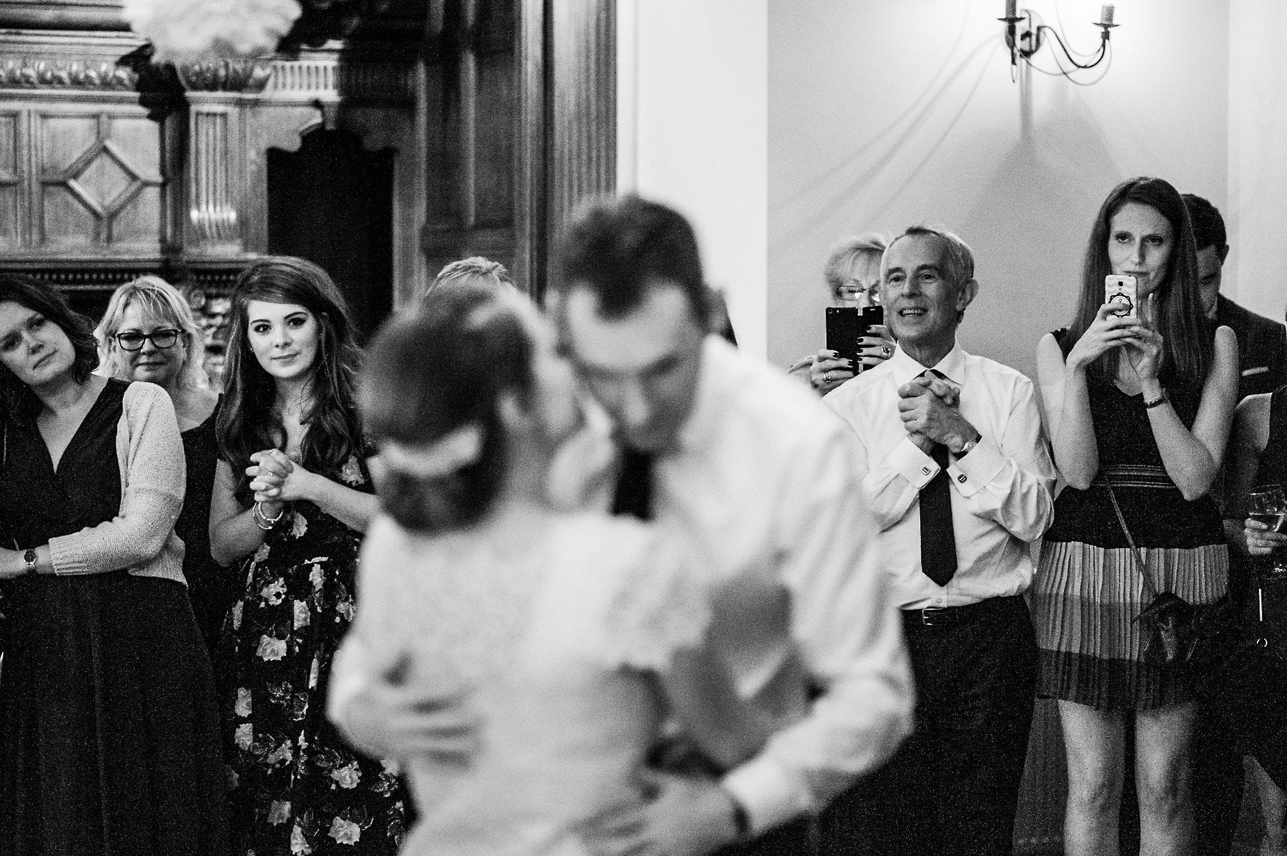 Wedding guests watching the first dance