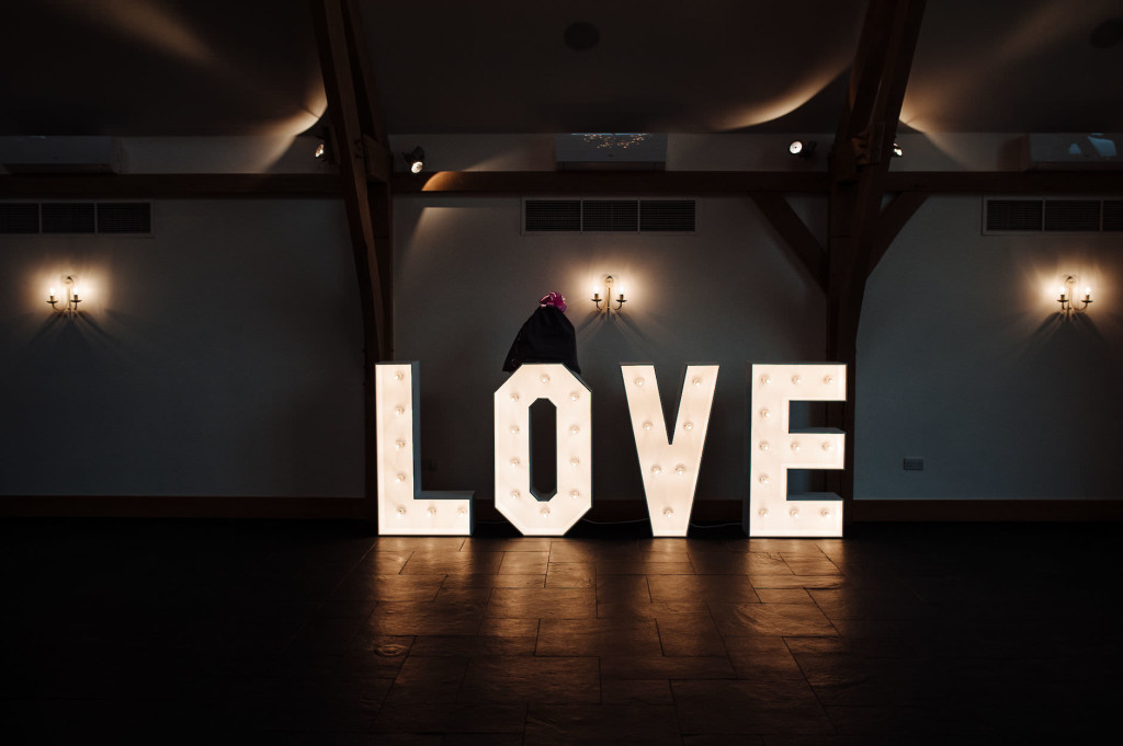Giant LOVE sign at a wedding