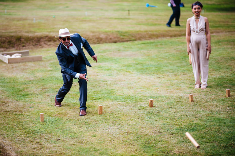 guests playing lawn games