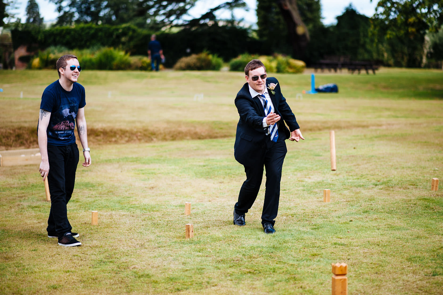guests playing lawn games