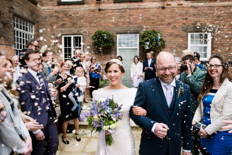 West Mill Wedding Photography of the confetti tunnel