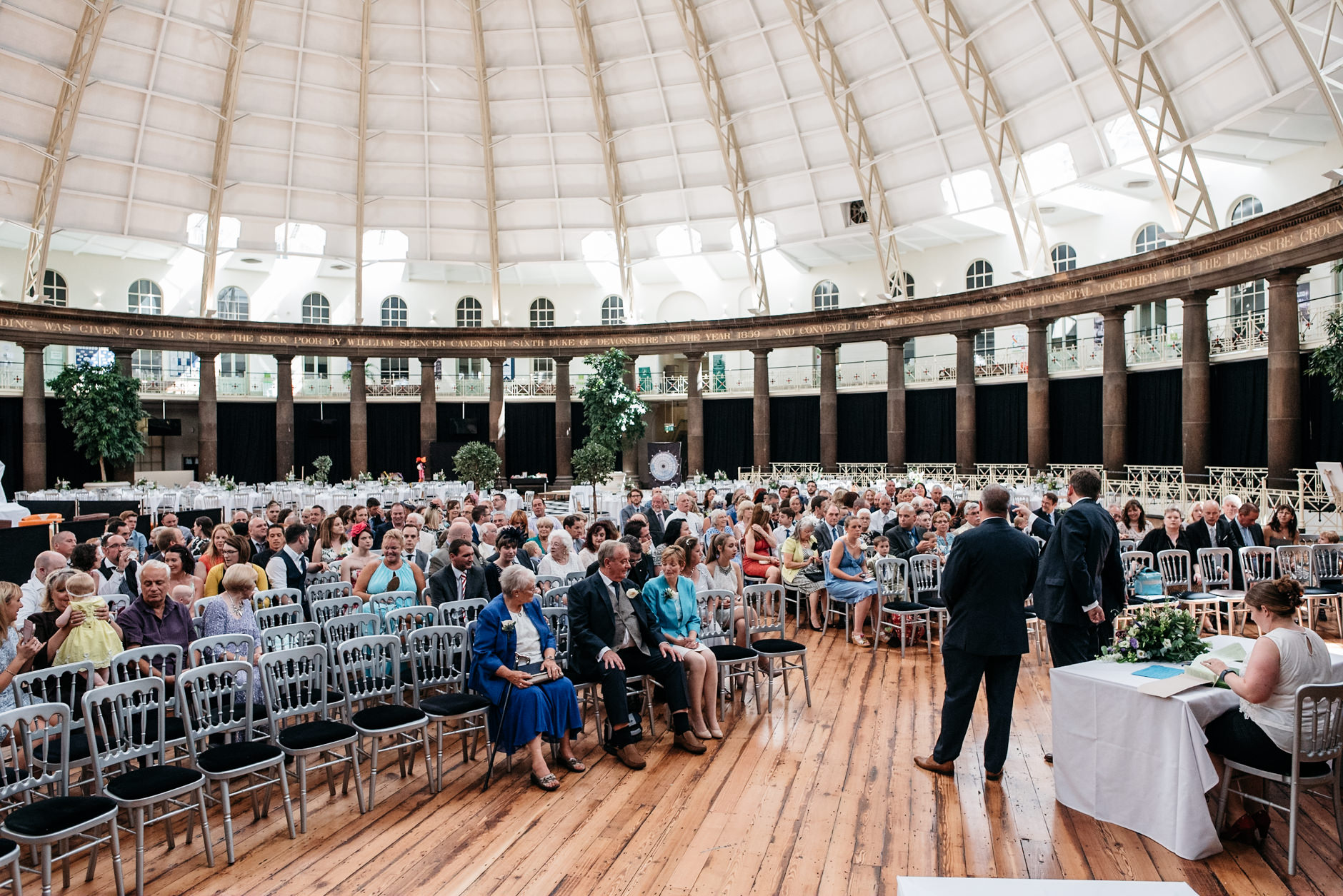 groom waiting in the devonshire dome wedding venue