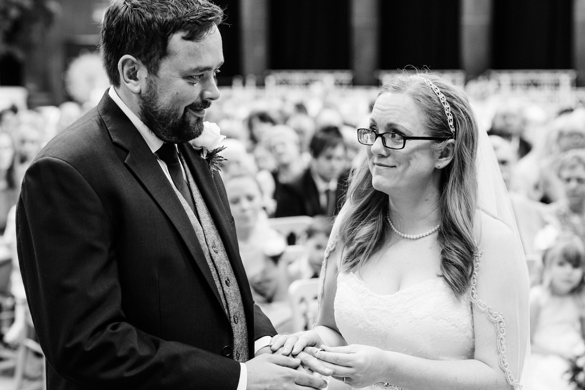 looking into each other's eyes during wedding ceremony