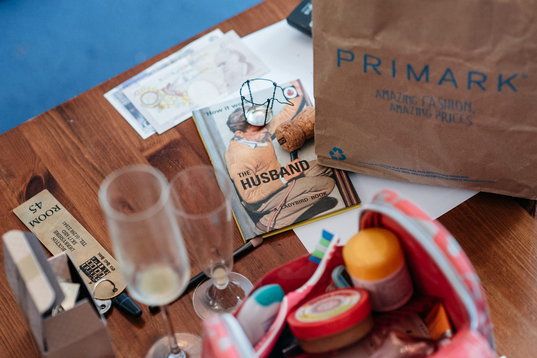 bridal prep table mess