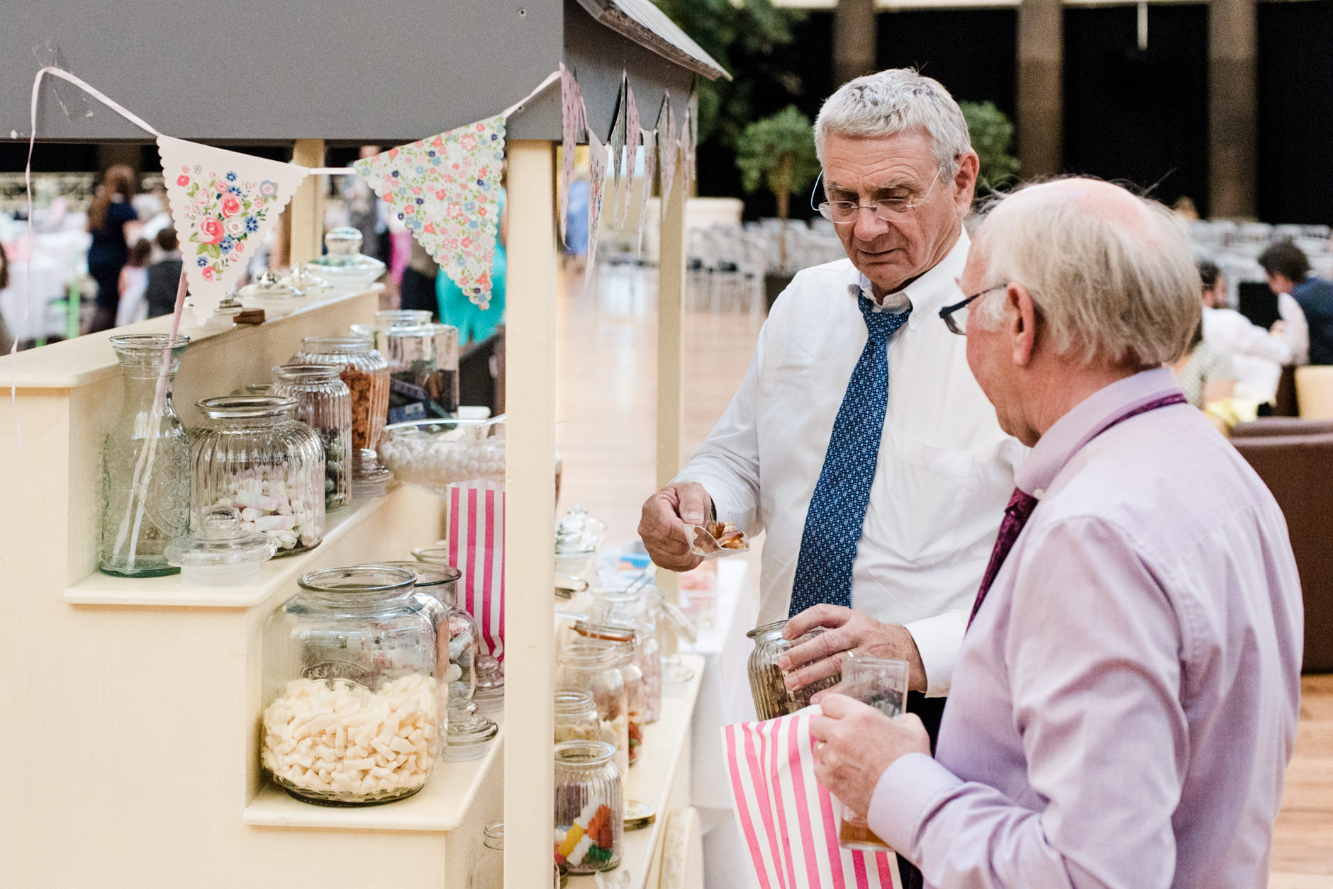 elderly gentleman raiding the sweet cart