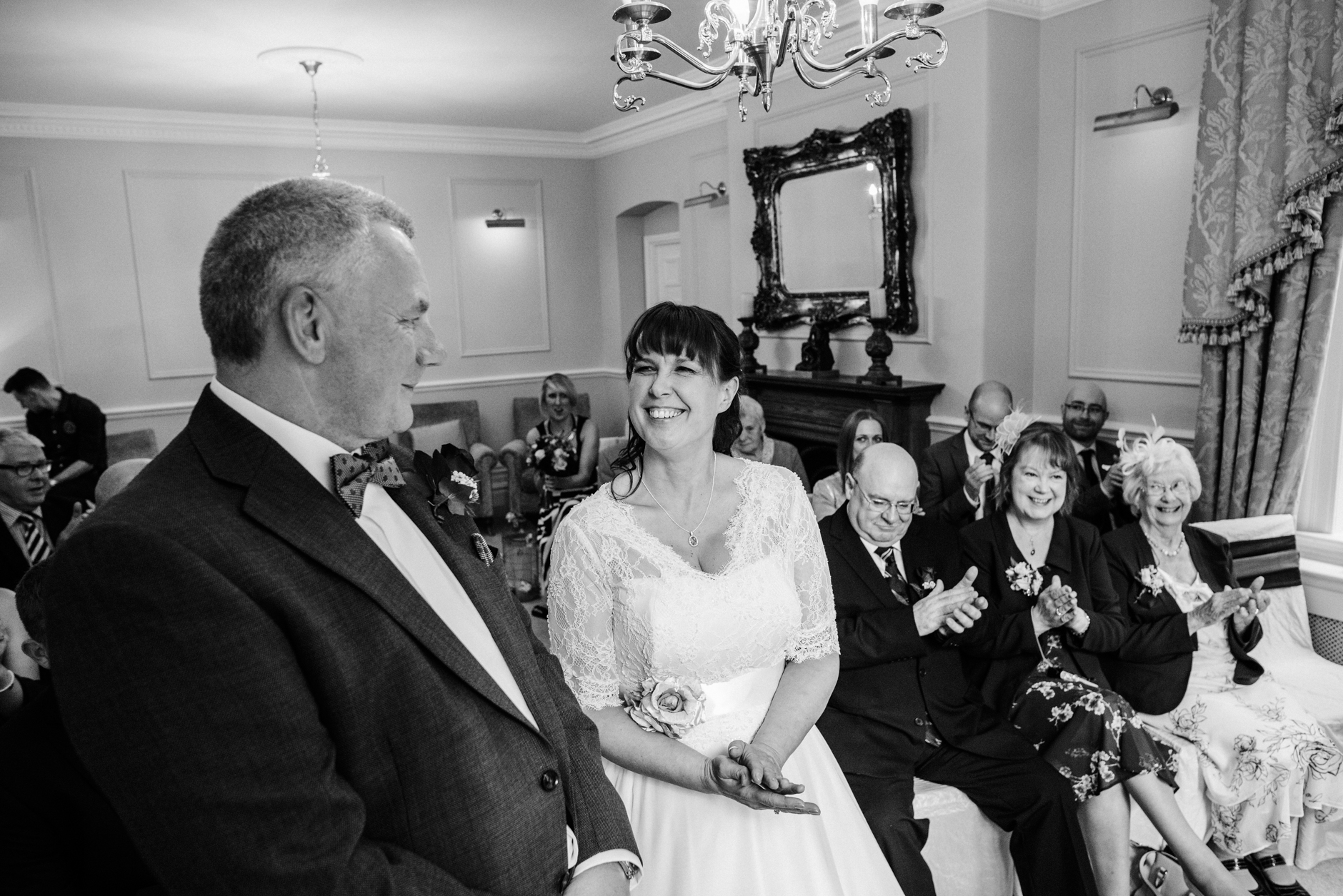 big smiles just after getting married