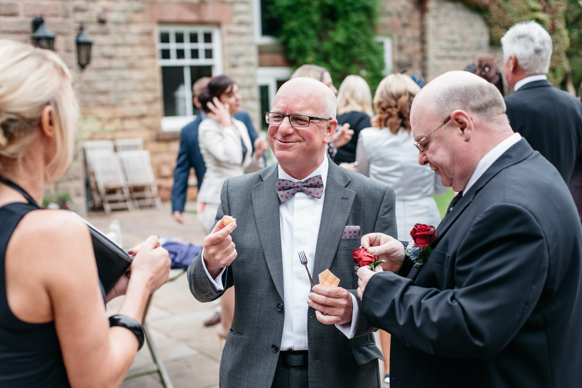 best man enjoying the canapes