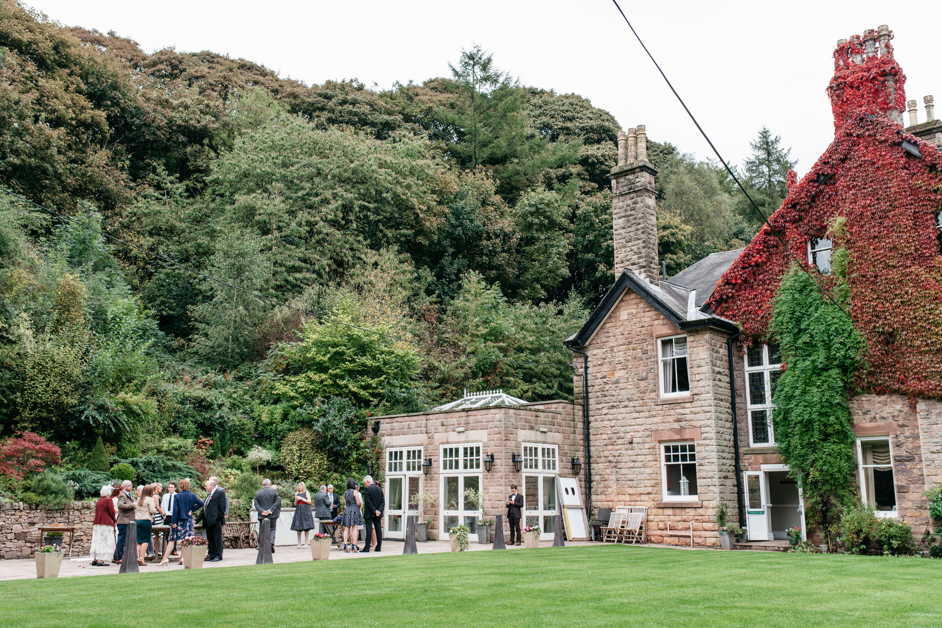 guests gather outside