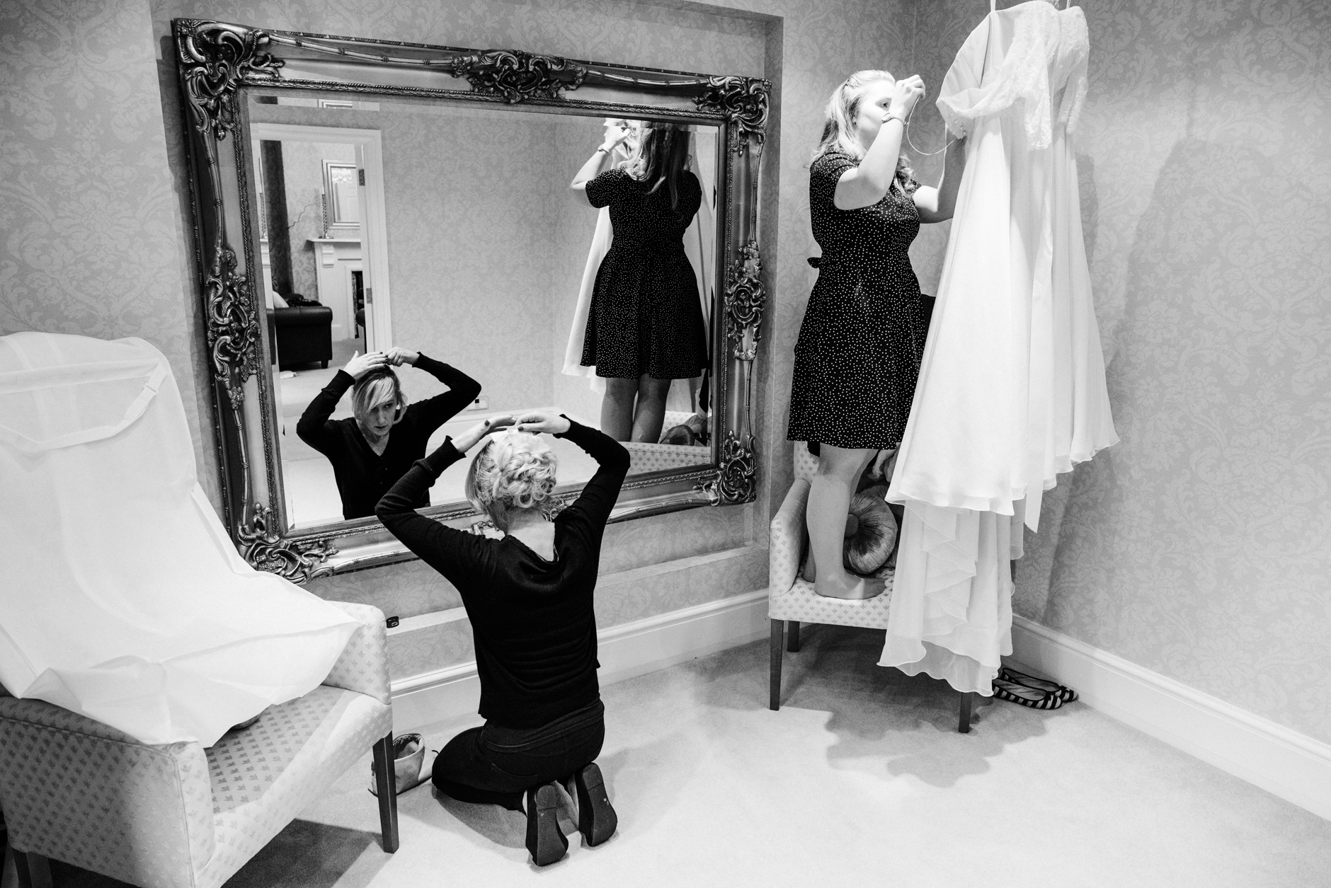 last minute adjustments to the wedding dress