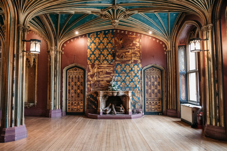 the great fireplace in the gothic hall at elvaston