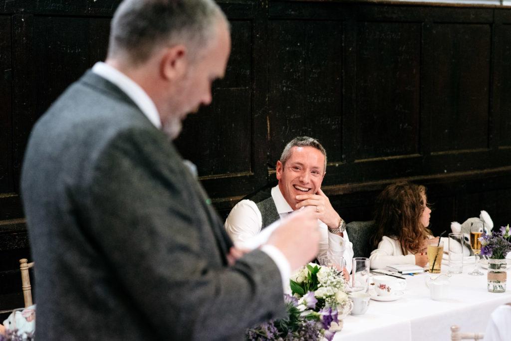 groom during best man's speech