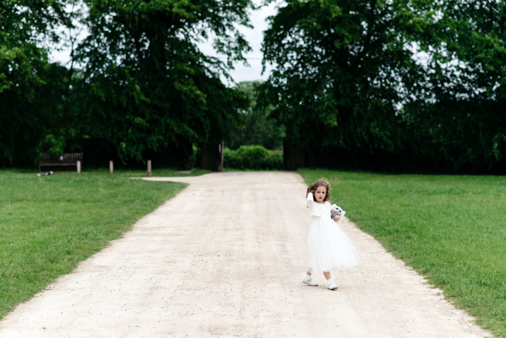 flower girl on the driveway