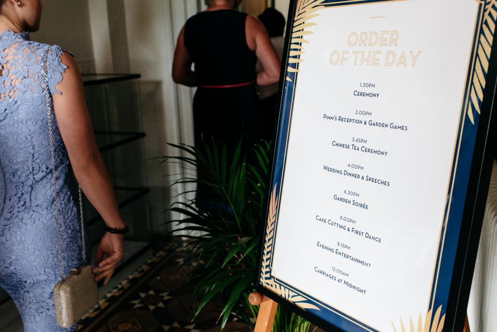 order of the day on an easel