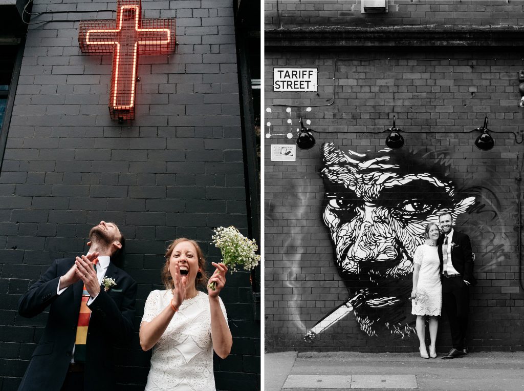 relaxed street photography wedding portraits