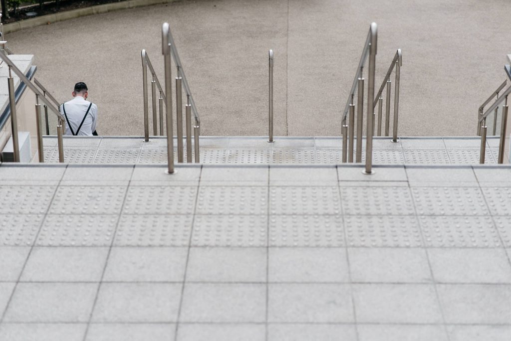 groomsmen taking a time out