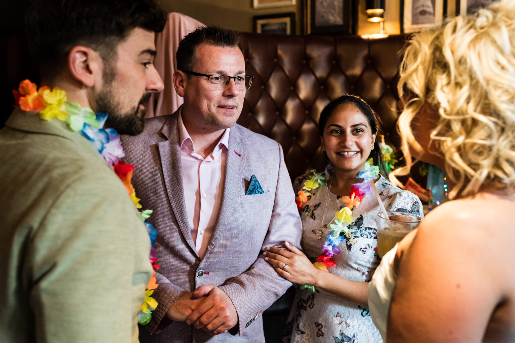 guests wearing garlands