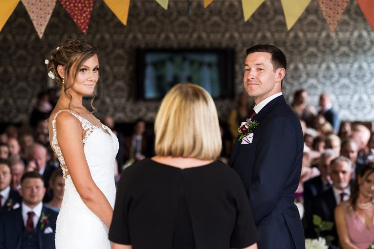 wedding ceremony at ilam hall in the peak district