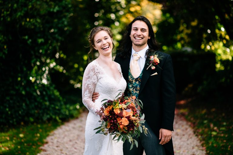 relaxed and natural wedding portrait at tissington hall