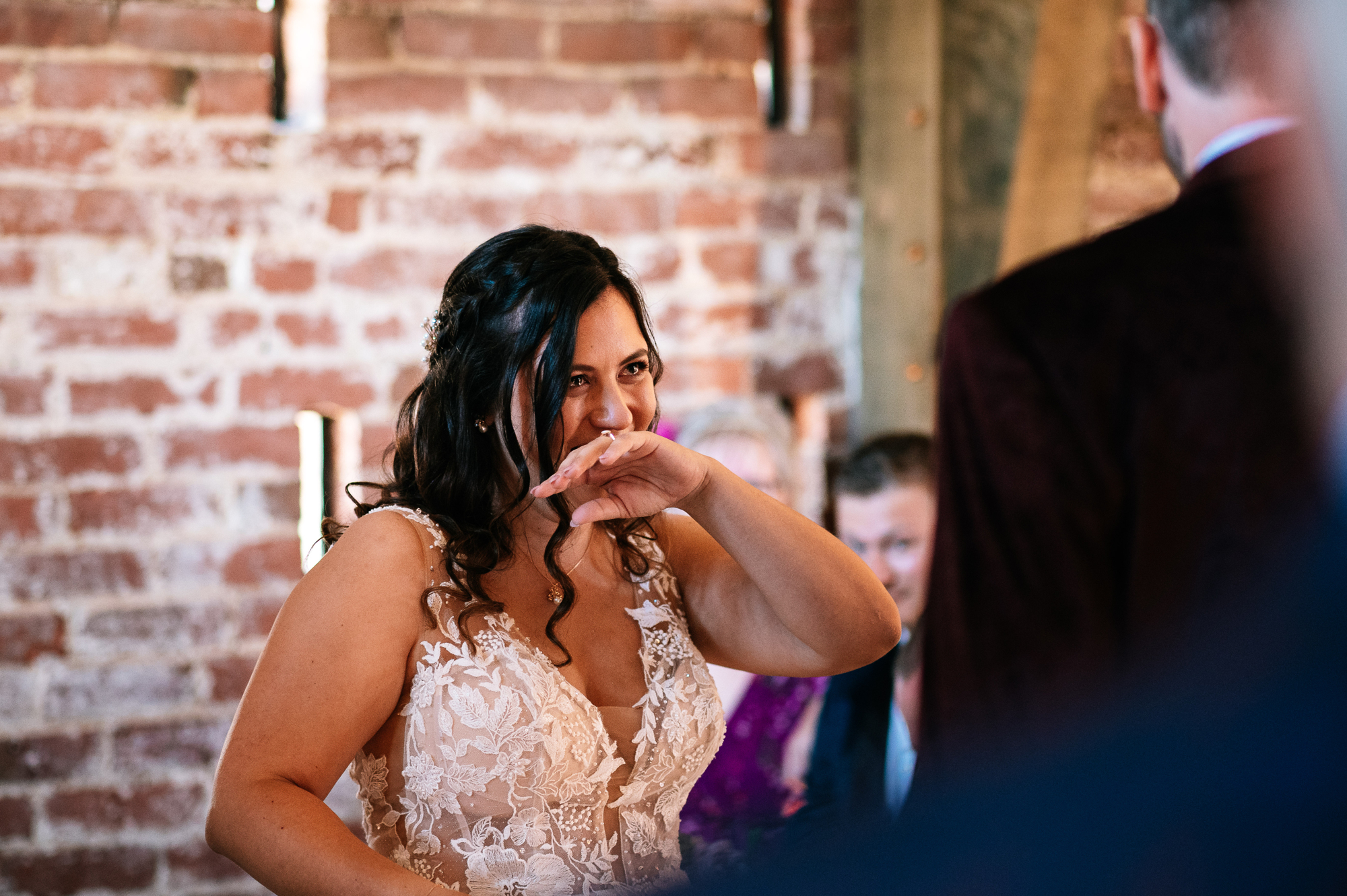 emotional bride crying during wedding ceremony