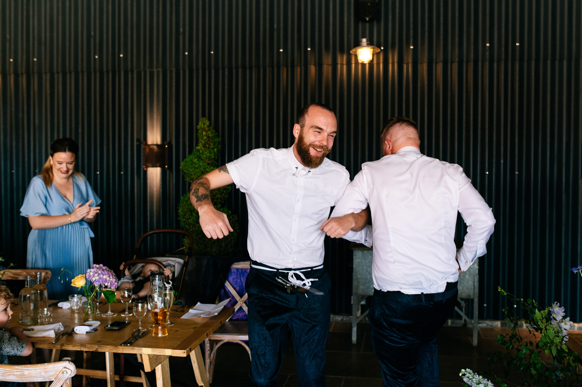 groomsmen dancing during speeches