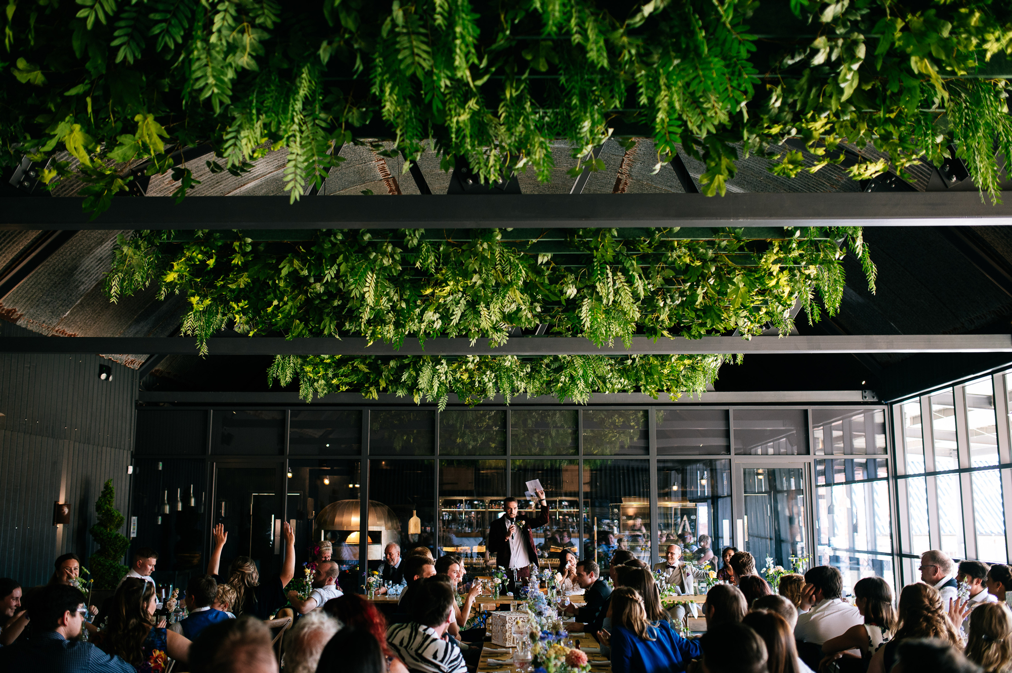 groom giving a speech at grangefields venue in derbyshire
