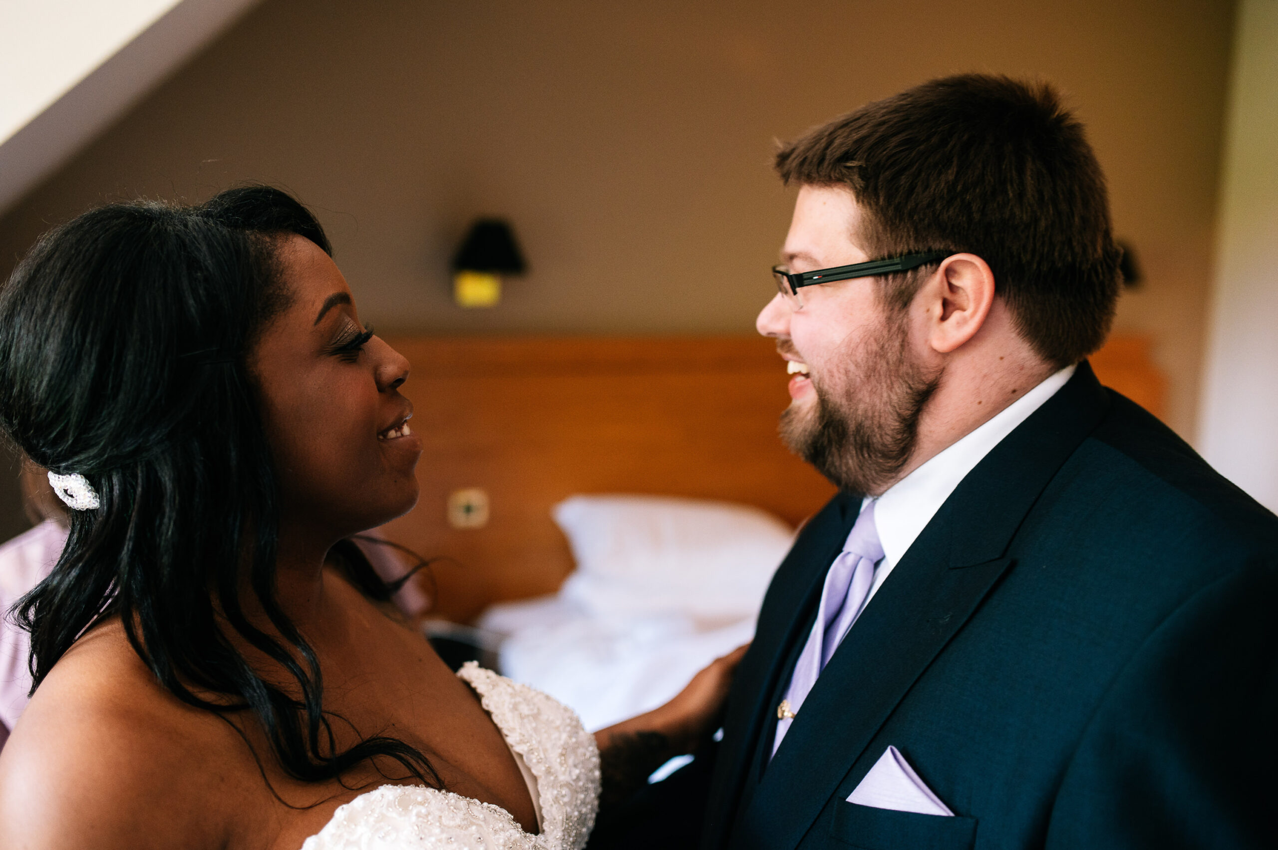 bride and groom seeing each other before the wedding