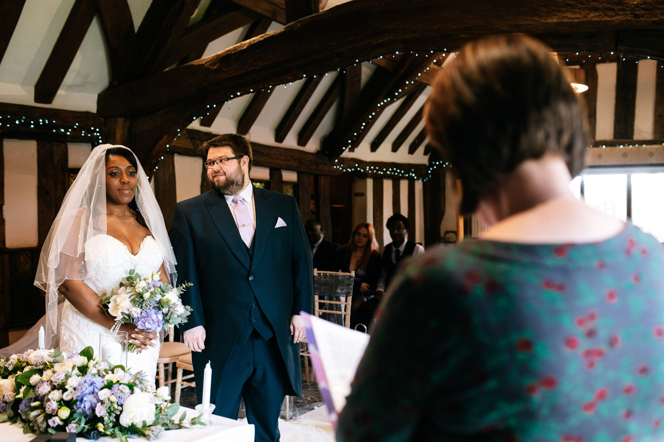 newlyweds stood together during wedding ceremony