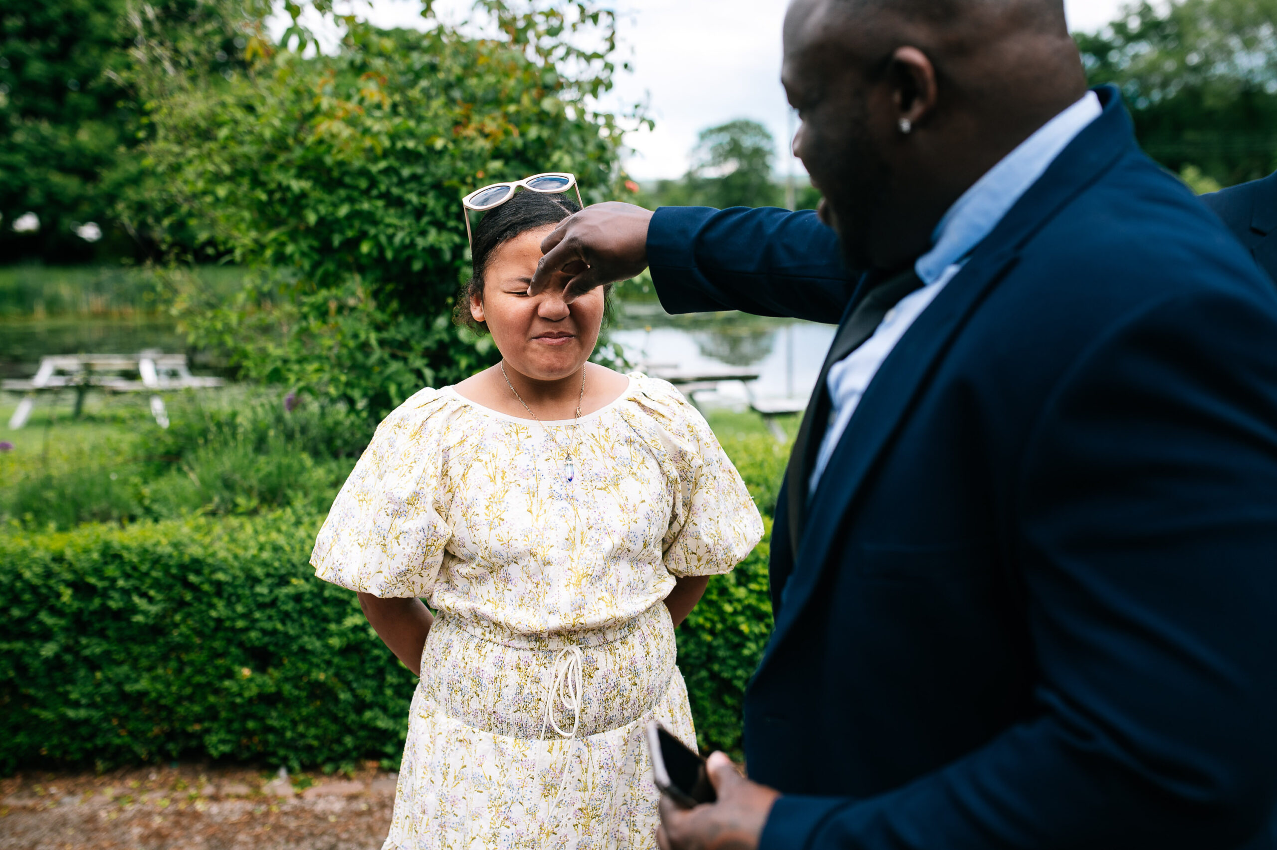 father playing around with his daughter