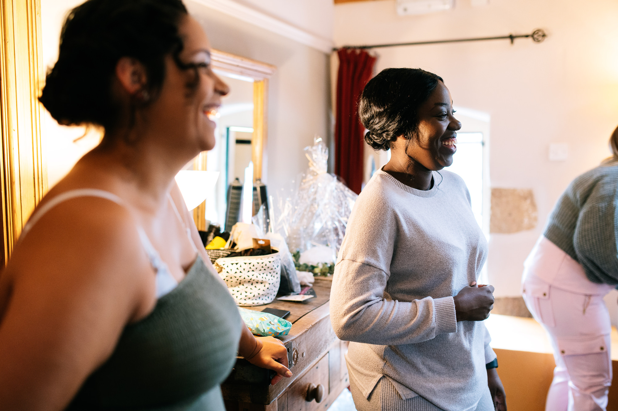 laughing bridesmaids
