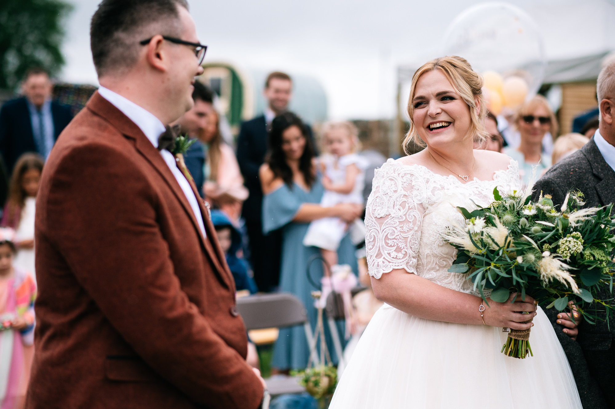 bride smiling at her husband-to-be
