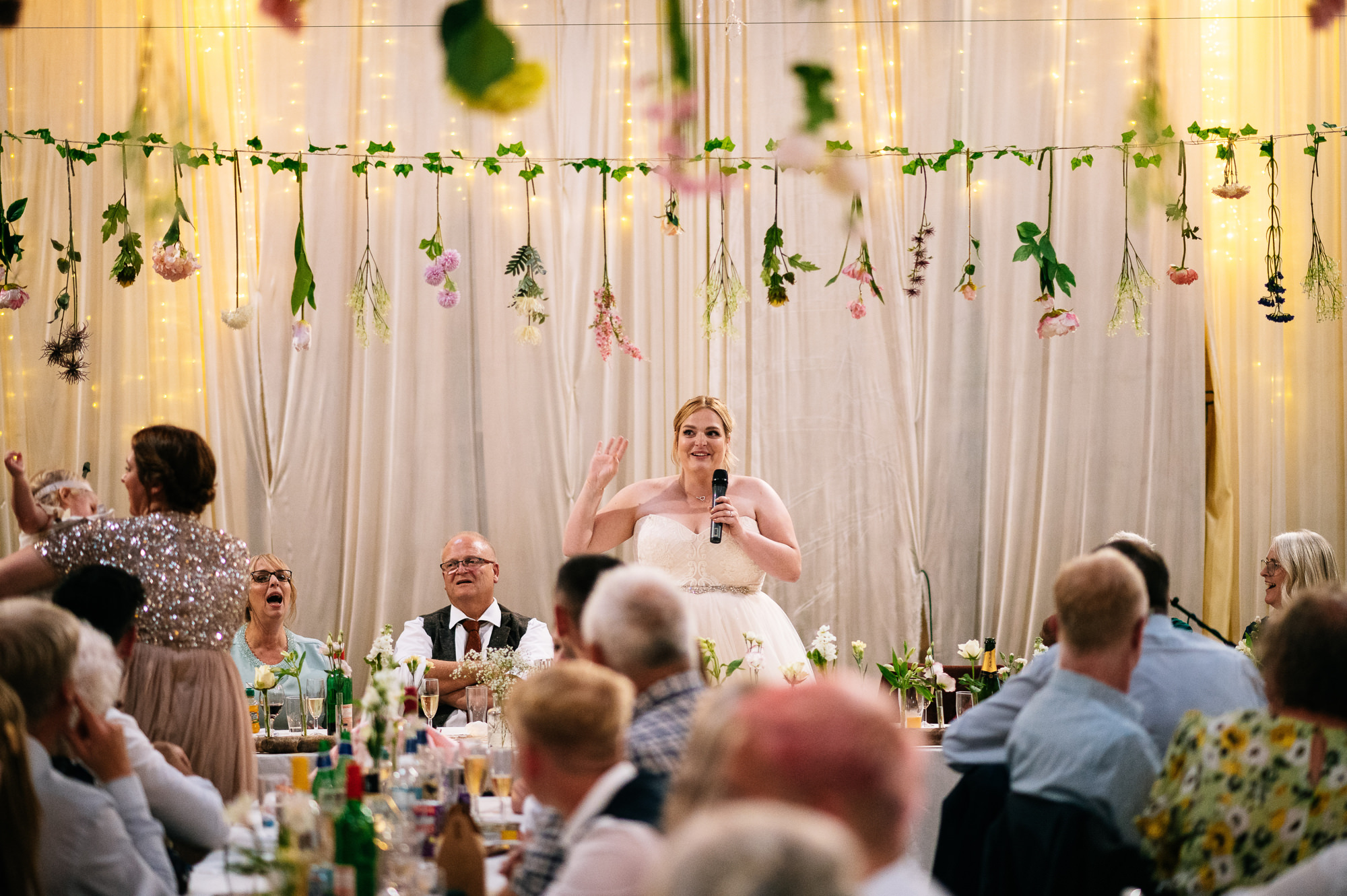 bride giving a speech at lower damgate farm