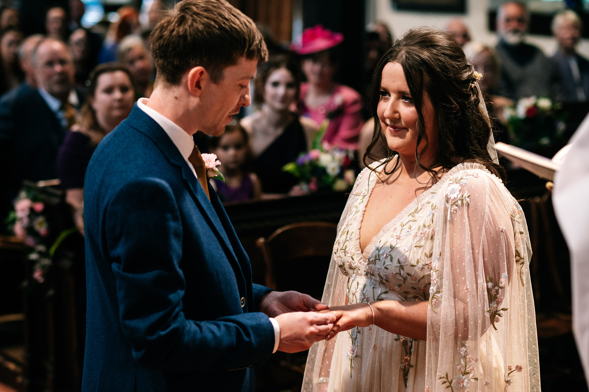 exchange of rings during betley village wedding