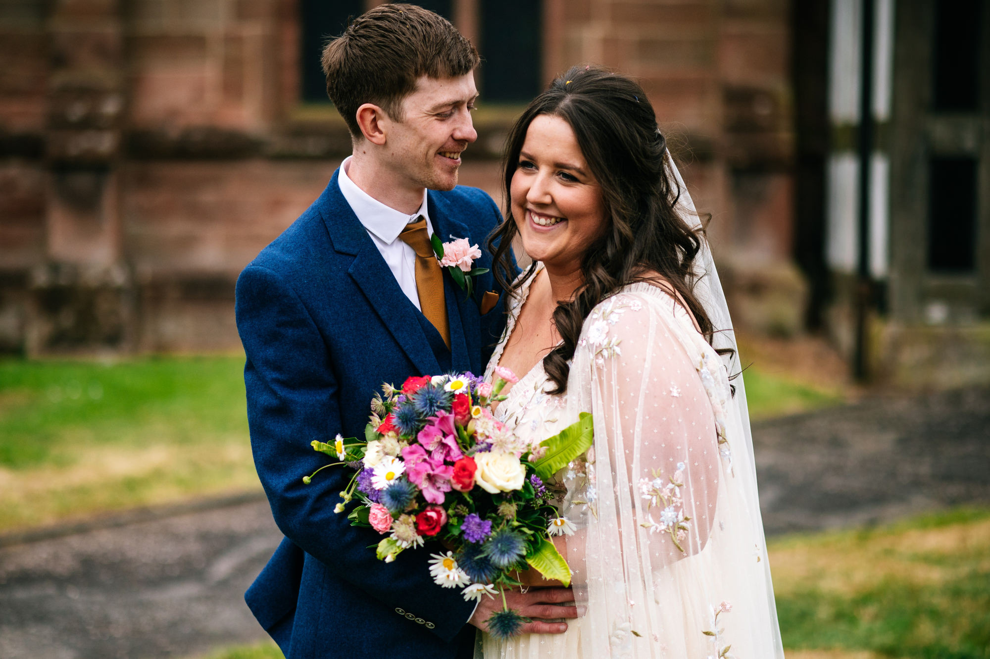 relaxed and natural bride and groom portrait