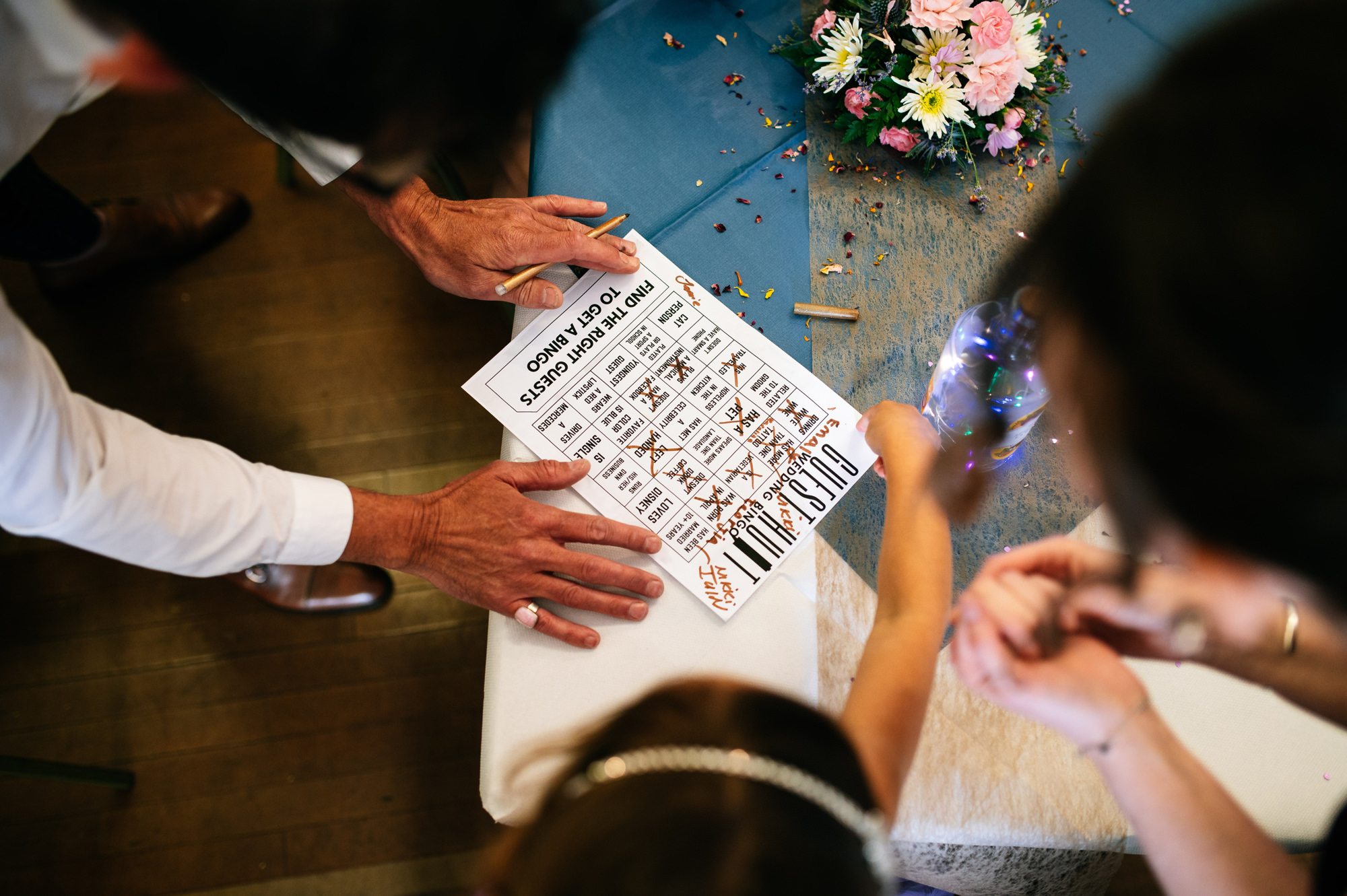 wedding guest bingo sheet