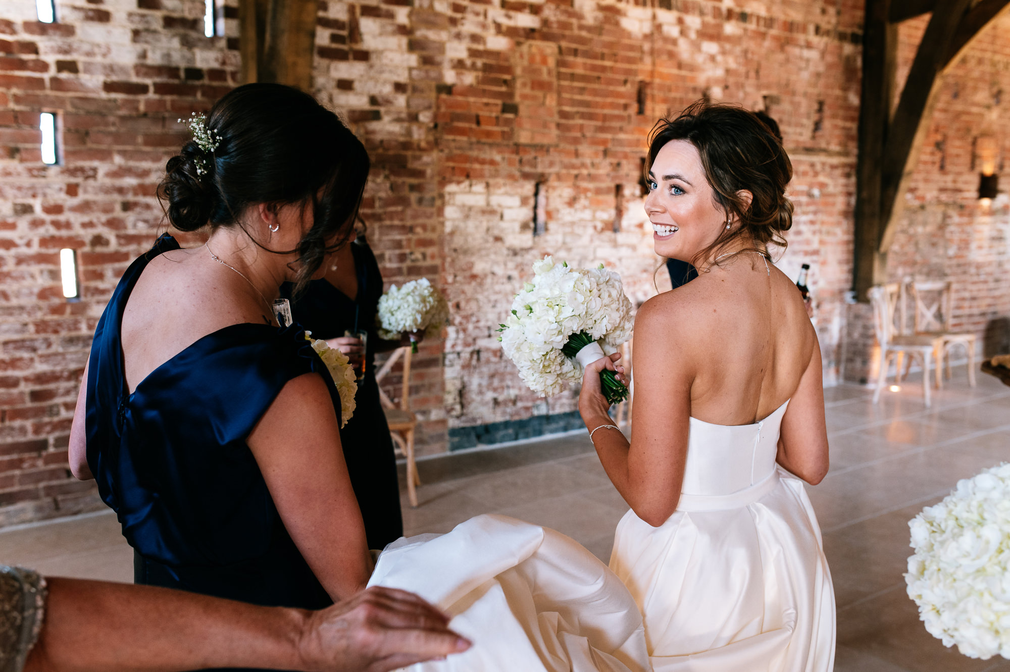 bride arriving at grangefields wedding venue