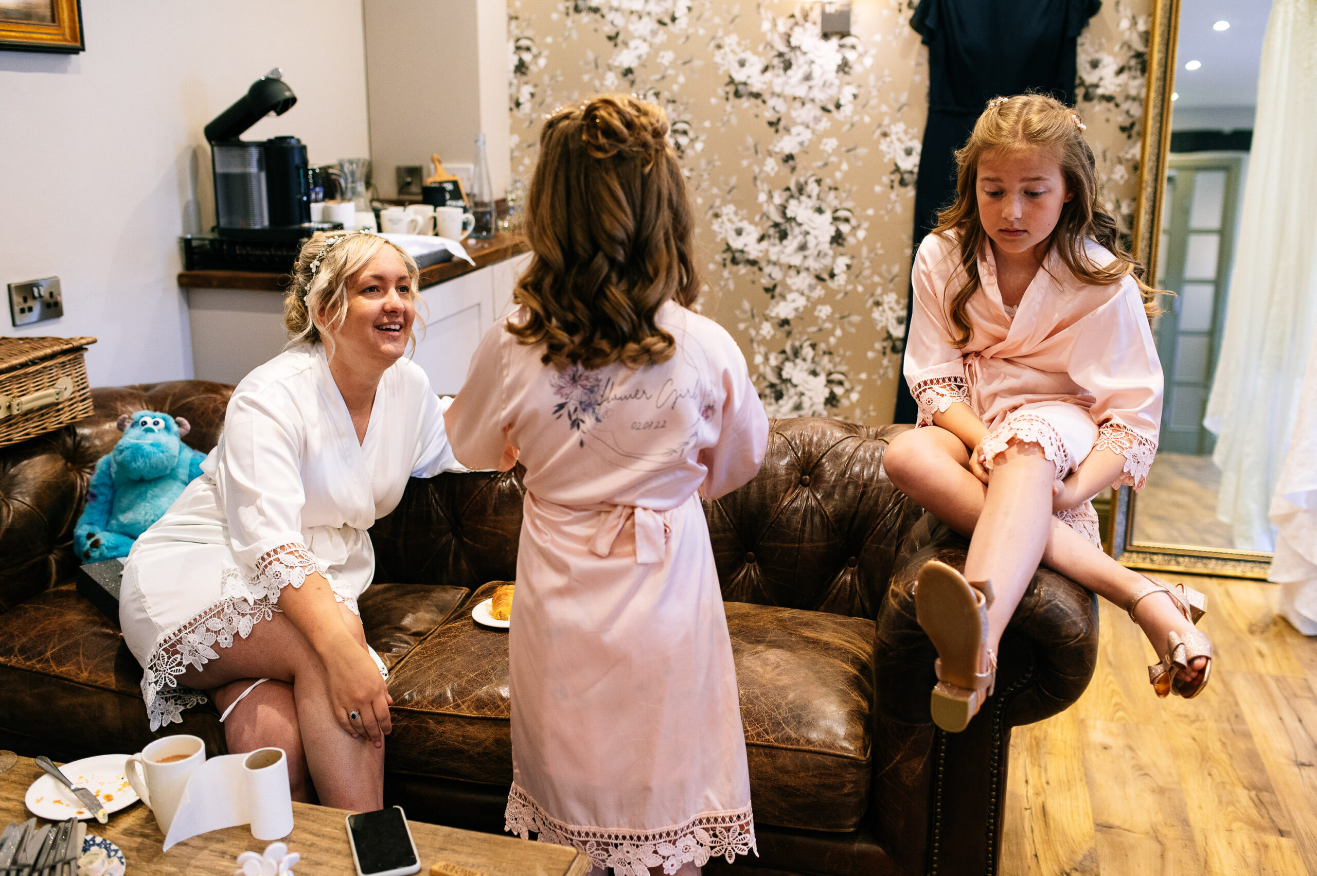bride getting ready in the bridal suite at manor house hotel