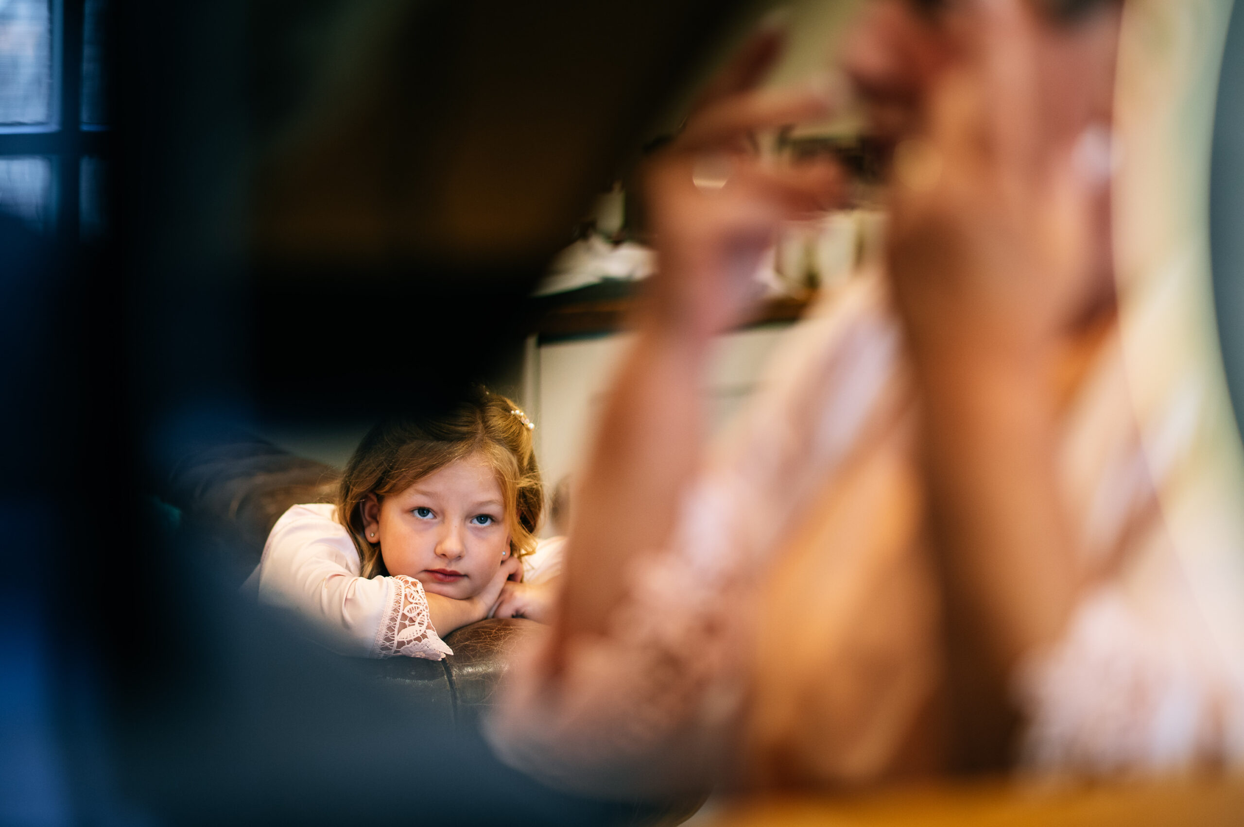 bored little girl at wedding