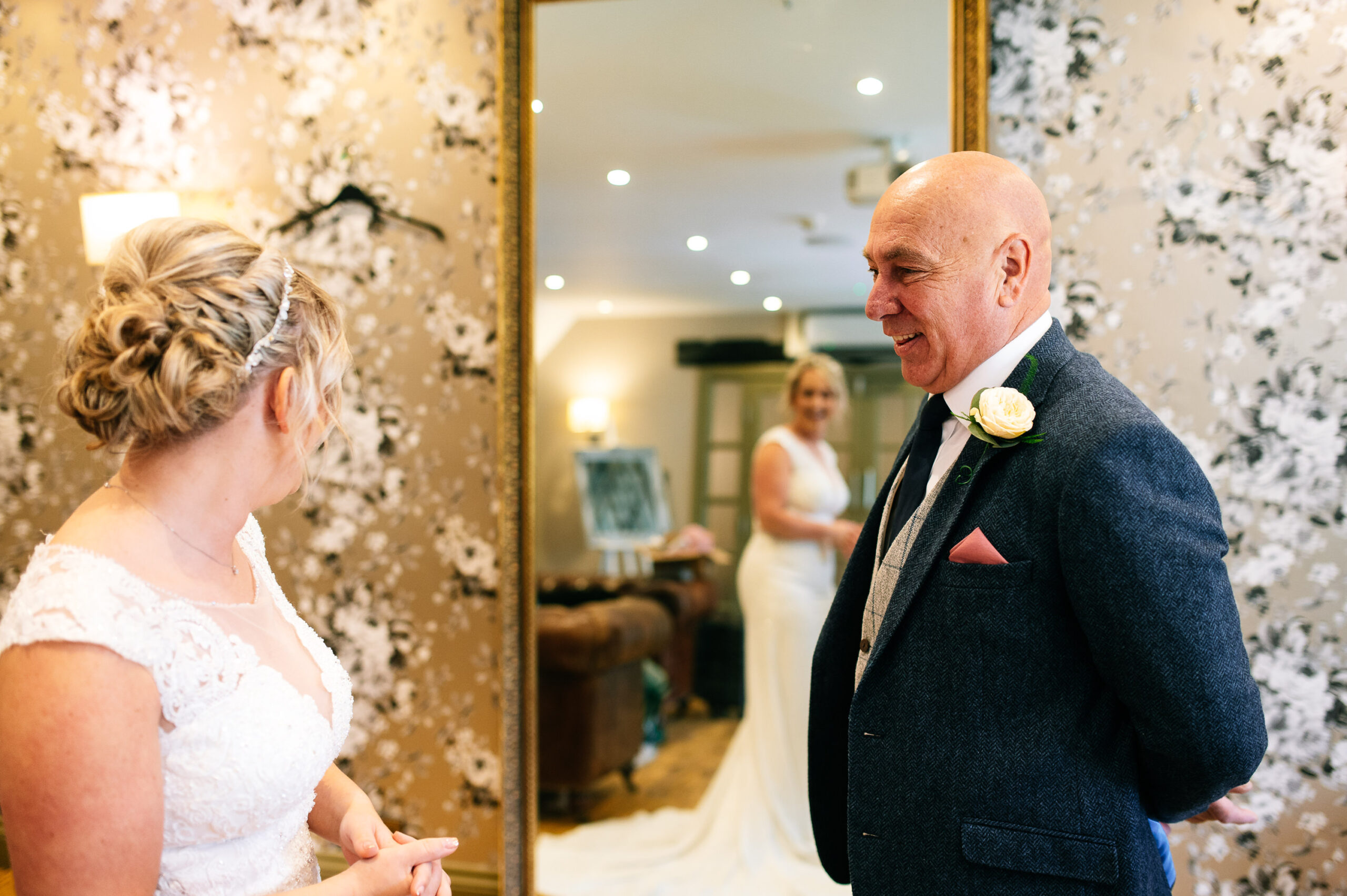 father daughter first look at a wedding