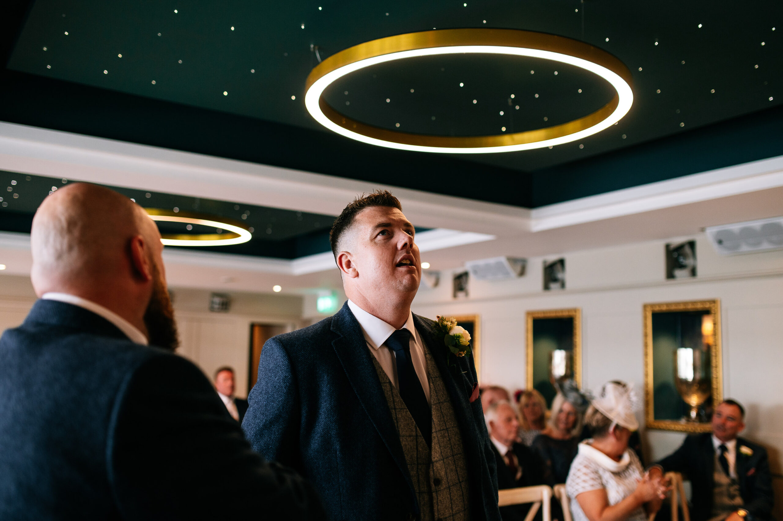 groom nervously waiting at manor house alsager