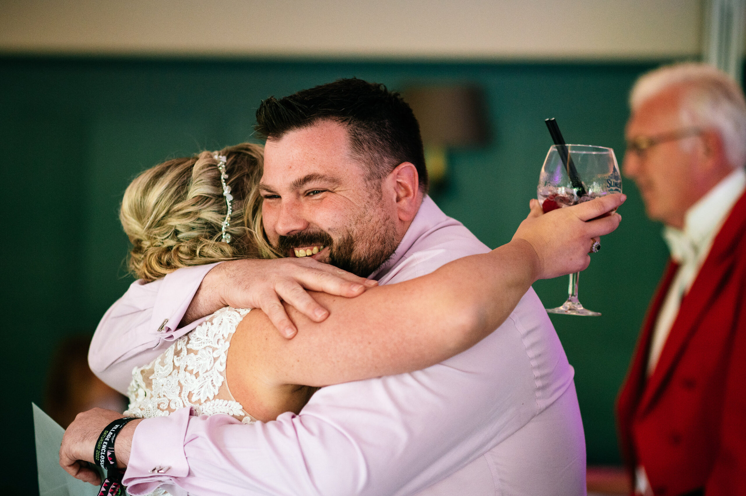 big wedding day hugs