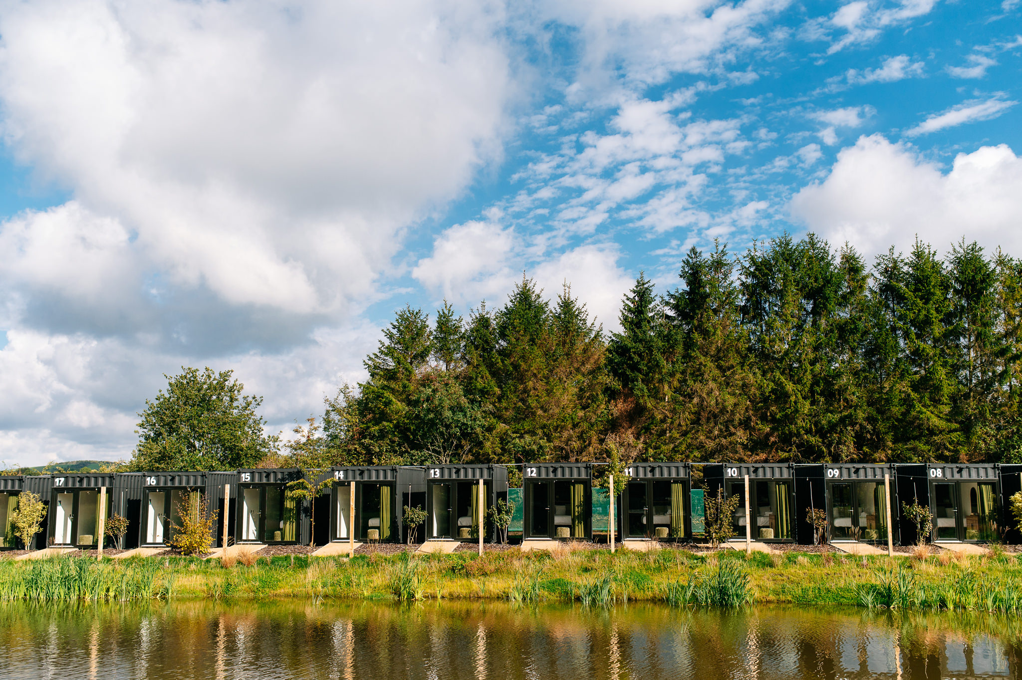 guest accommodation pods at whistle barns wedding venue